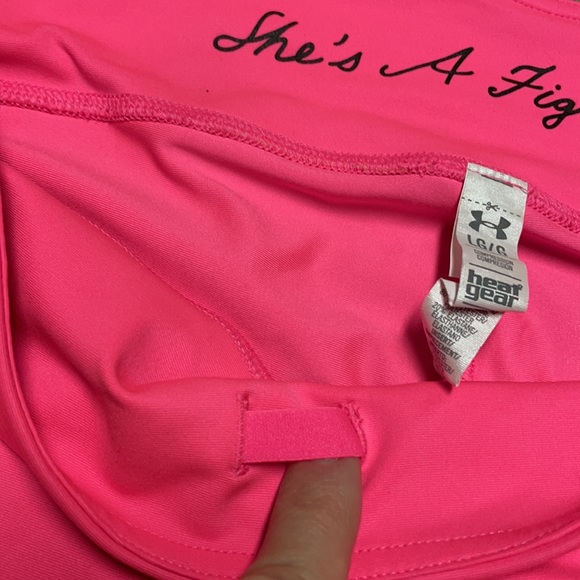 Under Armour Heat Gear Large Breast Cancer Compression Capri Leggings Pink - Picture 3 of 10